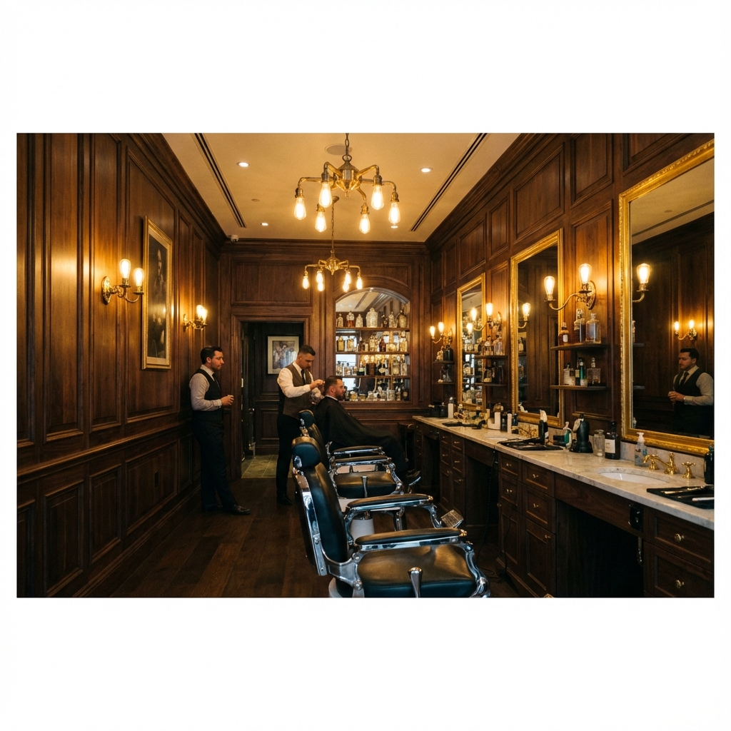 Interior de barbería clásica